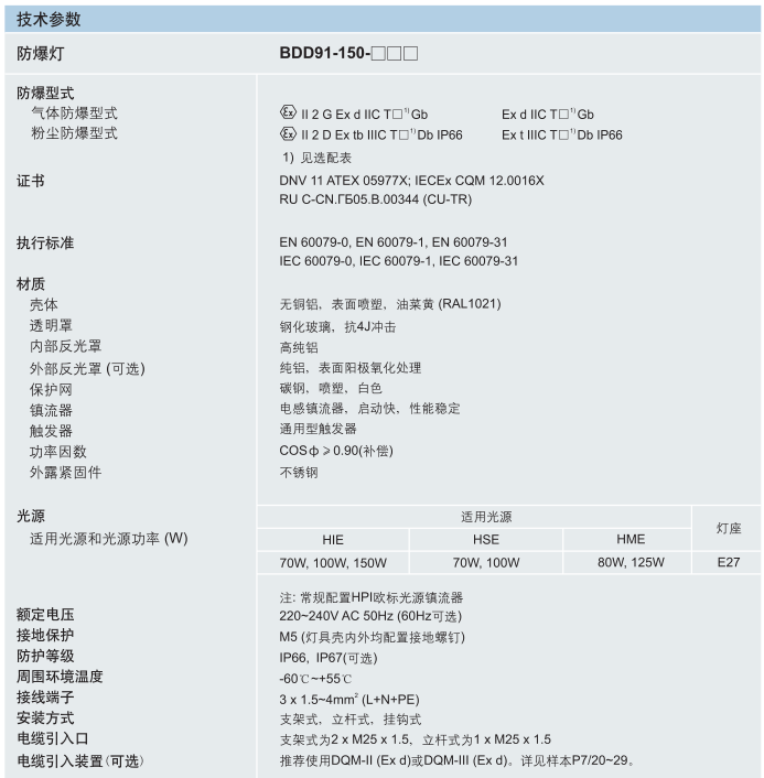华荣防爆灯BDD91系列